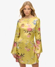 Jacquard Mini-jurk met Uitlopende Mouwen