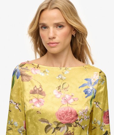 Jacquard Mini-jurk met Uitlopende Mouwen Image 4