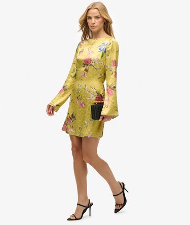 Jacquard Mini-jurk met Uitlopende Mouwen Image 6