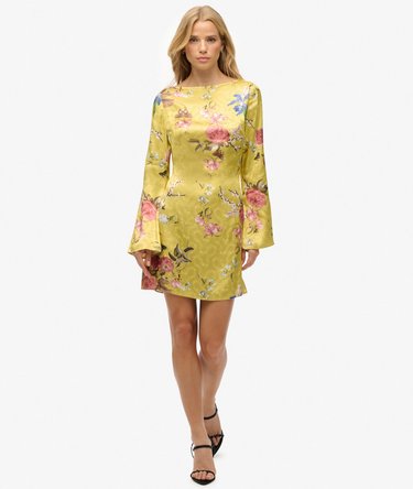 Jacquard Mini-jurk met Uitlopende Mouwen Image 3