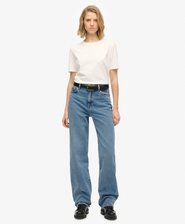 Bio-Baumwoll Jeans mit hohem Bund und weitem Bein