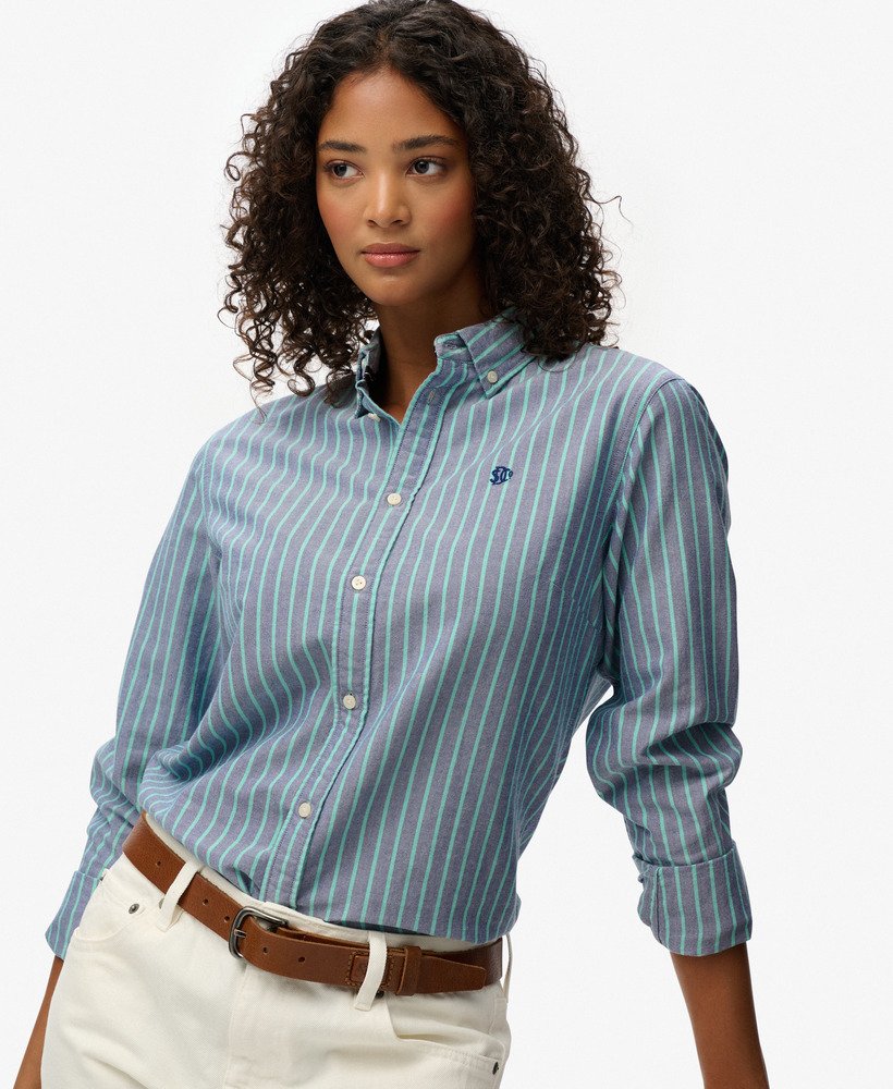 DOUBLE LINE STRIPE BUTTON DOWN LONG SLEEVE SHIRT