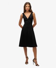 Satin-Midikleid mit V-Ausschnitt