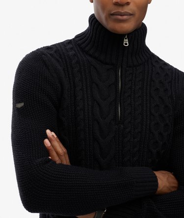 Jacob Cable Knit Half Zip Jumper Image 2