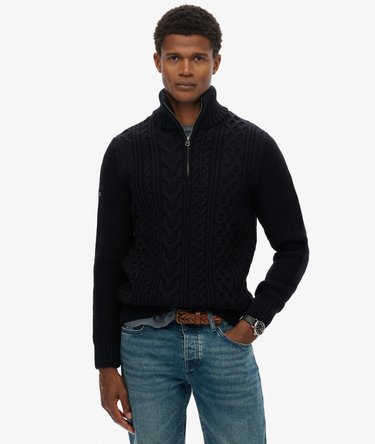Jacob Cable Knit Half Zip Jumper Image 1