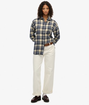 Camisa de franela a cuadros de corte boyfriend Image 3