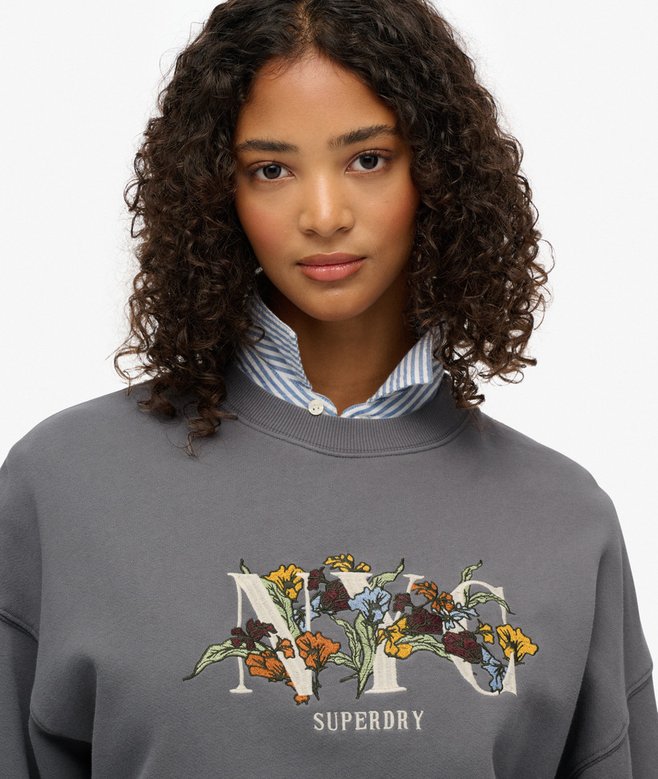 Night Garden Oversized Crew Sweatshirt
