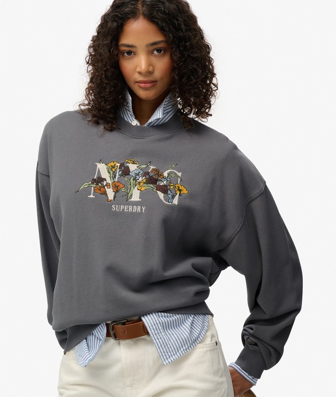 Night Garden Oversized Crew Sweatshirt