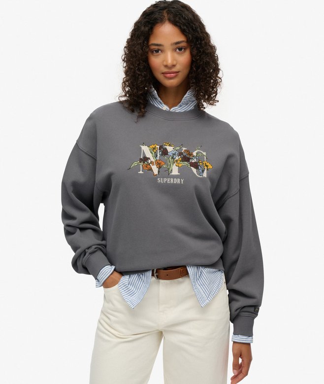 Night Garden Oversized Crew Sweatshirt