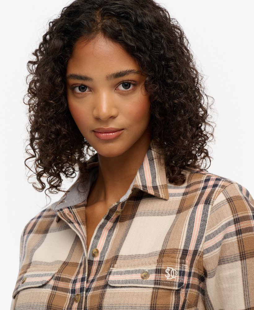 mellow frill check shirt ブラウン mellow frill check shirt ブラウン