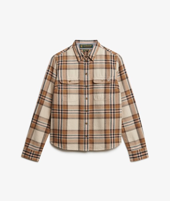 Chemise en flanelle à carreaux bûcheronbeige/crème à carreaux pour
