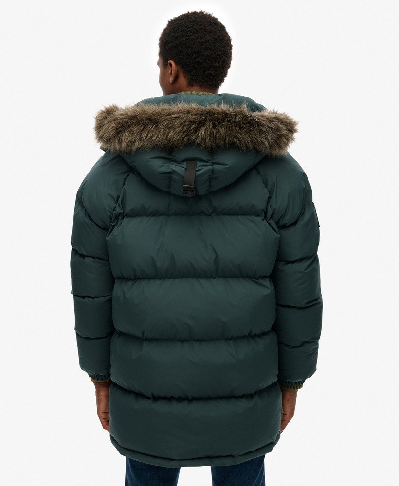 mens Everest Longline Baffled Parka in Deep Forest Green | Superdry US