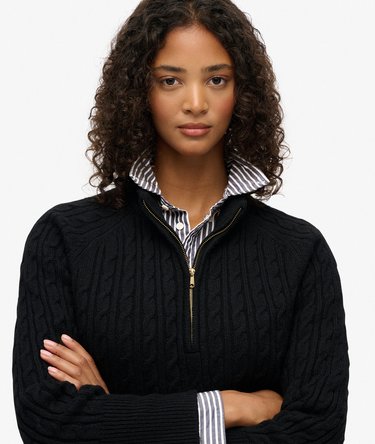 Brushed Cable Knit Henley Jumper Image 4