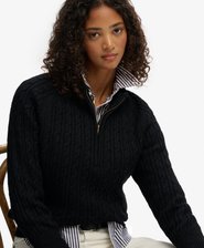 Brushed Cable Knit Henley Jumper