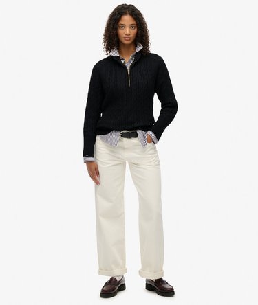 Brushed Cable Knit Henley Jumper Image 3