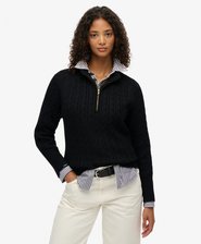 Brushed Cable Knit Henley Jumper