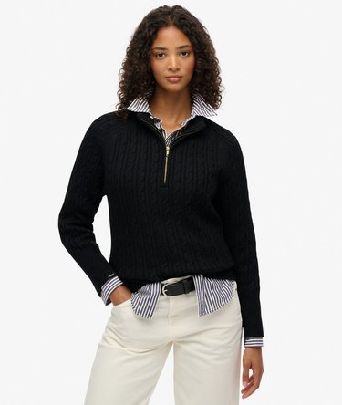 Brushed Cable Knit Henley Jumper Image 1