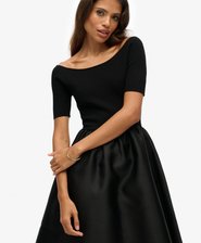 Midi-Kleid mit Materialmix