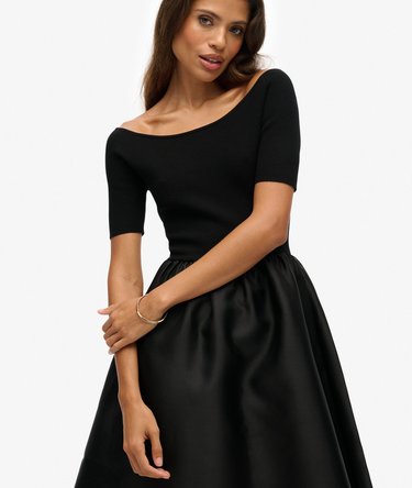 Midi-Kleid mit Materialmix Image 2