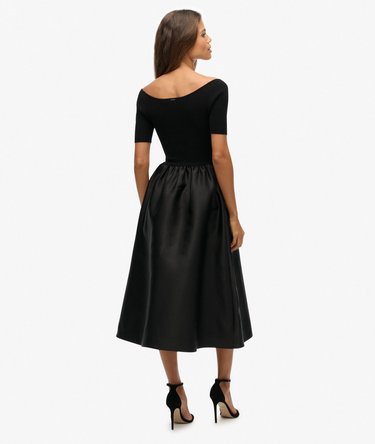 Midi-Kleid mit Materialmix Image 6