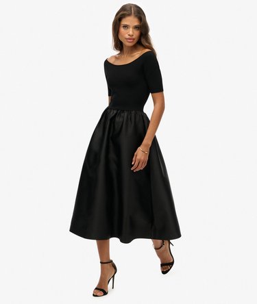 Midi-Kleid mit Materialmix Image 3