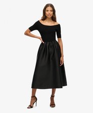 Midi-Kleid mit Materialmix