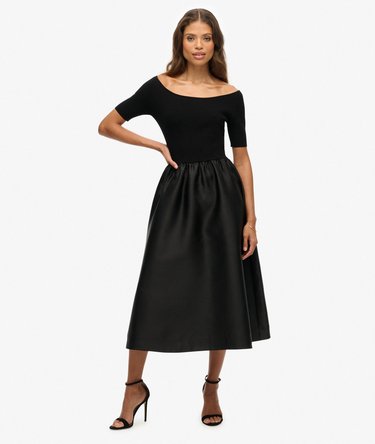 Midi-Kleid mit Materialmix Image 1