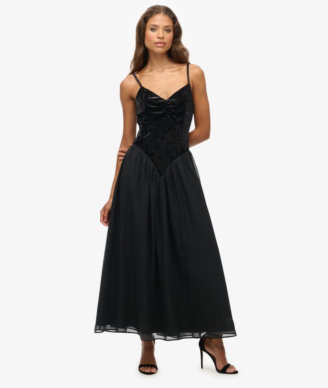 velvet corset midi dress womens Velvet Corset Midi Dress in Black