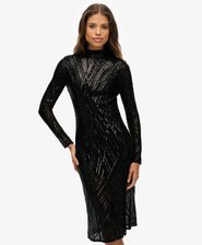 Open Back Long Sleeve Midi Dress