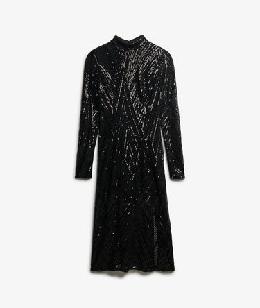 Open Back Long Sleeve Midi Dress Image 8