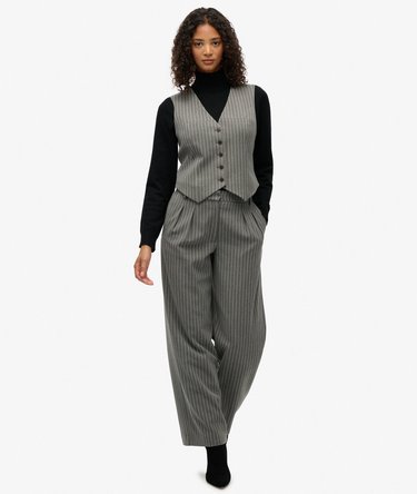 Mid Rise Pinstripe Trousers Image 5