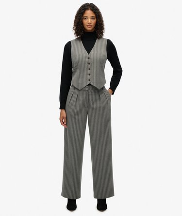 Mid Rise Pinstripe Trousers Image 1