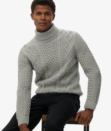 Jacob Cable Roll Neck Jumper Image 2
