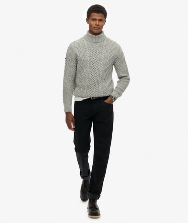 Jacob Cable Roll Neck Jumper Image 3