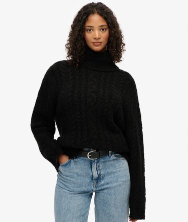 Maglione Donna A Collo Alto Costine – Maniche Lunghe Con Bottoni, Aderente, Morbido (Viscosa/Nylon), Autunno Inverno