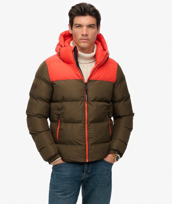 Colourblock Hooded Puffer Jacket