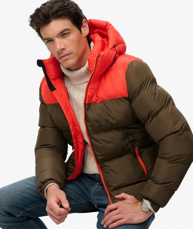 Colourblock Hooded Puffer Jacket