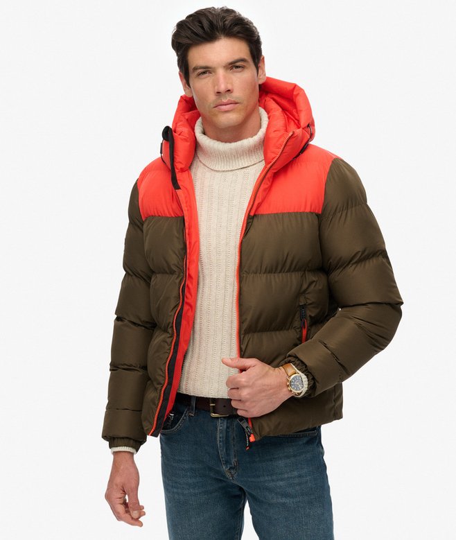 Colourblock Hooded Puffer Jacket