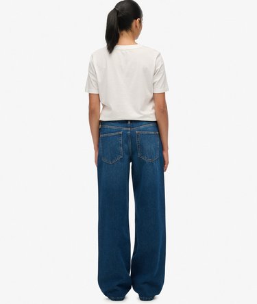 Jeans a Gamba Larga in Cotone Biologico Vita Media Image 6