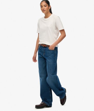 Jeans a Gamba Larga in Cotone Biologico Vita Media Image 5