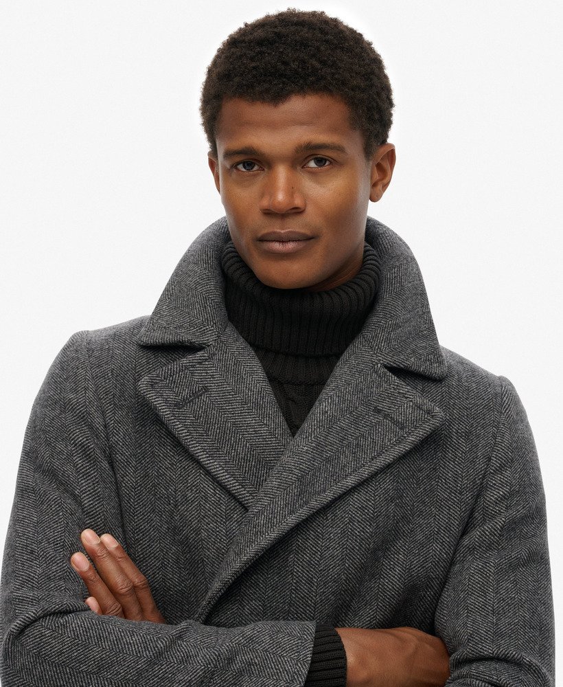 mens The Merchant Store - Wool Blend Pea Coat in CHARCOAL
