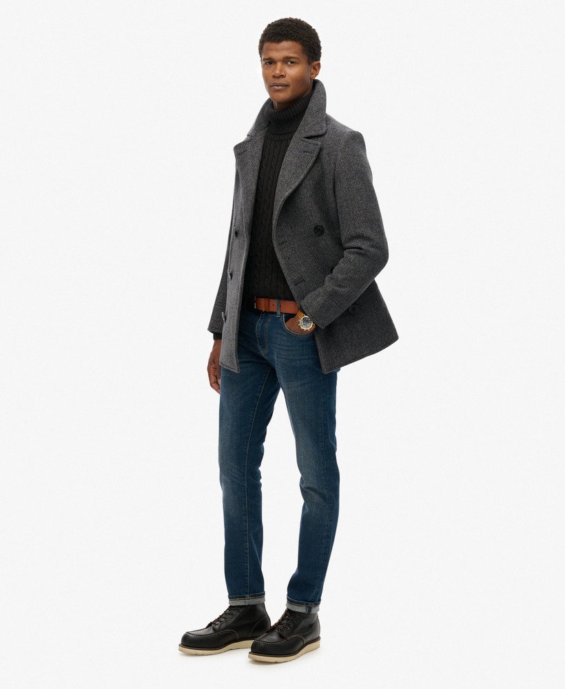 mens The Merchant Store - Wool Blend Pea Coat in CHARCOAL