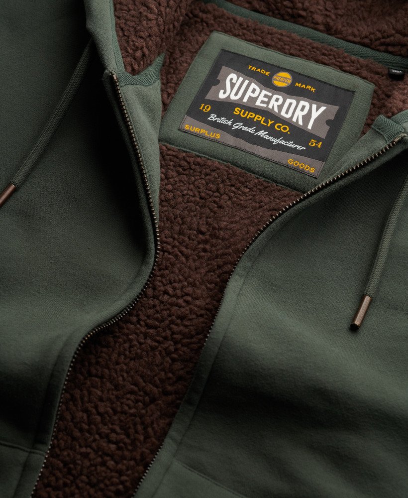 mens Borg Lined Zip Hoodie in Dark Graphite Grey | UK