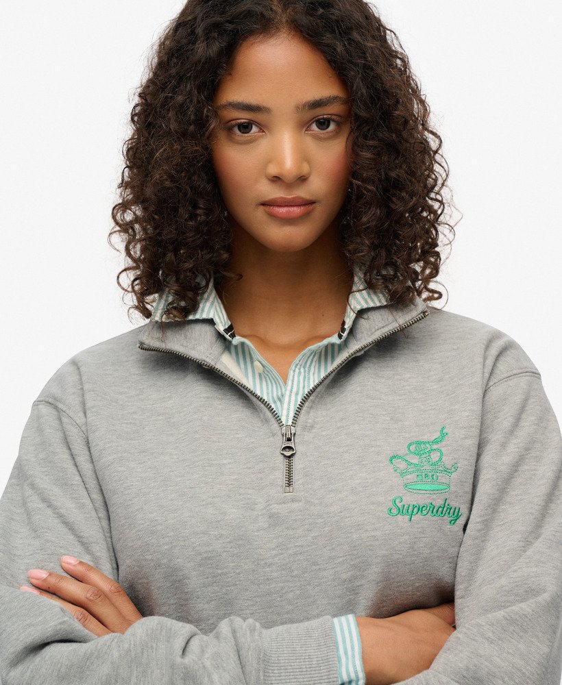 womens Country Club Crest Half Zip Sweatshirt in GREY MARL | Superdry UK