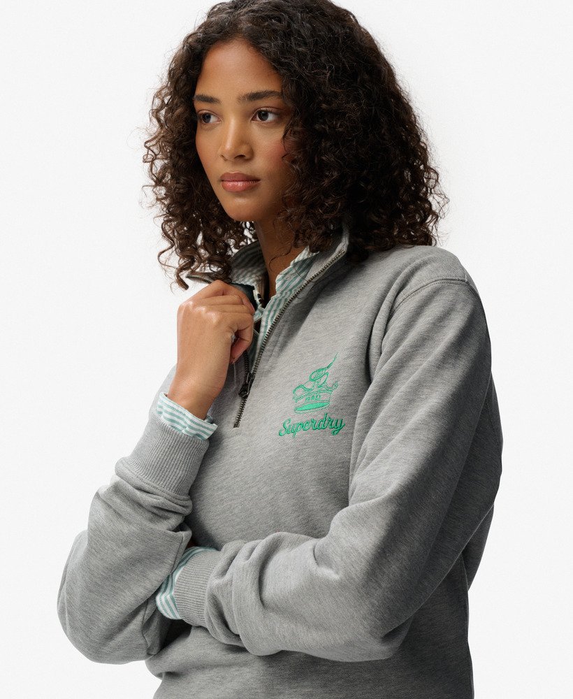 womens Country Club Crest Half Zip Sweatshirt in GREY MARL | Superdry UK