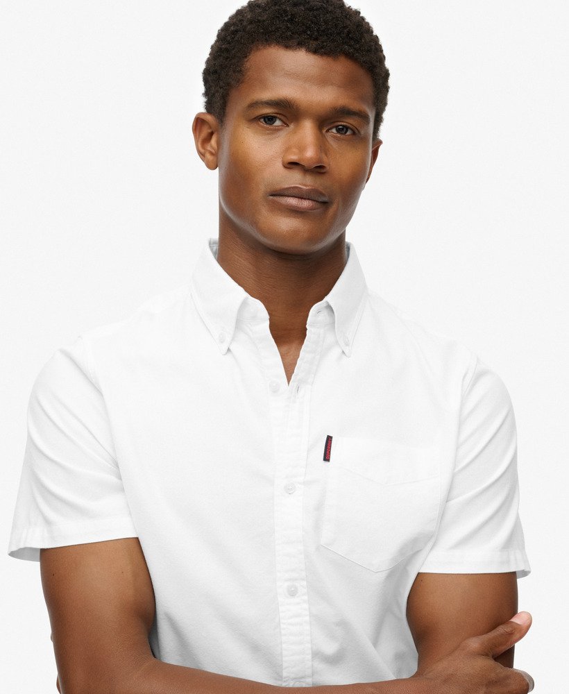 mens Oxford Short Sleeve Shirt in OPTIC | Superdry UK