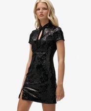 Mini-robe à sequins avec col Mao