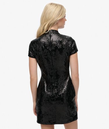 Mini-robe à sequins avec col Mao Image 6