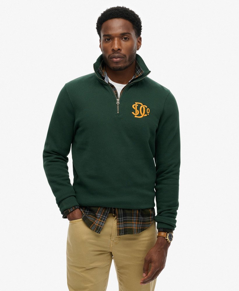 mens SD&Co. Half Zip Track Top in ENAMEL GREEN | Superdry US
