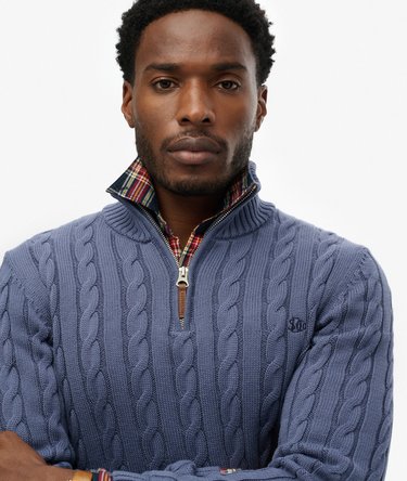 Organic Cotton Classic Cable Half-Zip Jumper Image 4